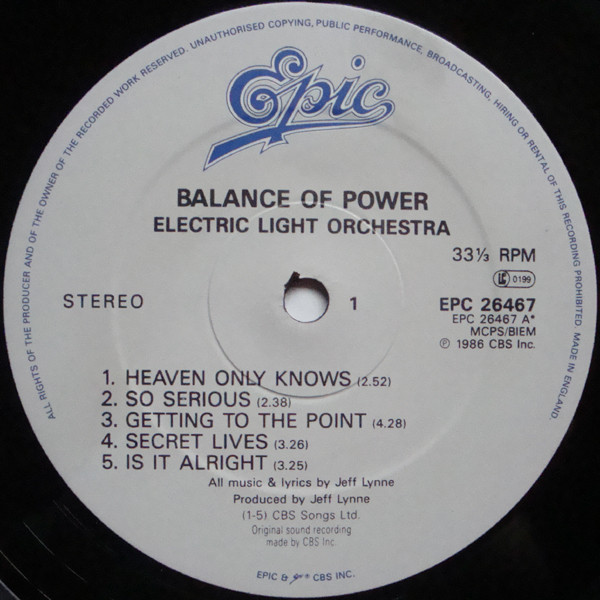 Electric Light Orchestra  Balance Of Power : LP A  eu